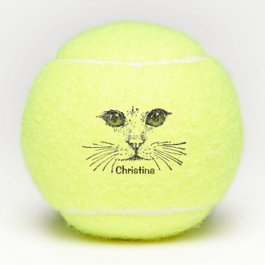 Schwarze Illustration des Gesichts der katzengrüne Tennisbälle (Vorderseite)