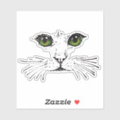 Schwarze Illustration Katzengesicht Flüstern Grüne Aufkleber (Blatt)