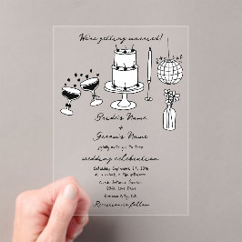 Schwarze Illustrationen mit handgezogenen Doodles- Acryleinladungen