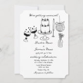 Schwarze Illustrationen mit handgezogenen Doodles- Einladung (Vorderseite)