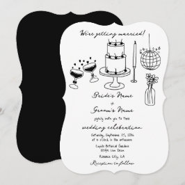Schwarze Illustrationen mit handgezogenen Doodles- Einladung