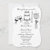 Schwarze Illustrationen mit handgezogenen Doodles- Einladung (Vorderseite)