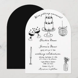 Schwarze Illustrationen mit handgezogenen Doodles- Einladung