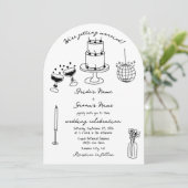 Schwarze Illustrationen mit handgezogenen Doodles- Einladung (Stehend Vorderseite)