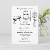 Schwarze Illustrationen mit handgezogenen Doodles- Einladung (Stehend Vorderseite)