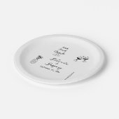 Schwarze Illustrationen mit handgezogenen Doodles- Pappteller (Schrägansicht)