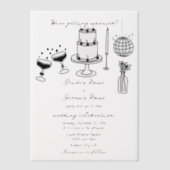 Schwarze Illustrationen mit handgezogenen Doodles- Pergament Einladungen (Vorderseite)