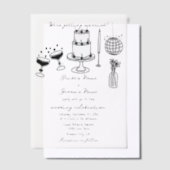 Schwarze Illustrationen mit handgezogenen Doodles- Pergament Einladungen (Versetzt)