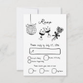 Schwarze Illustrationen mit handgezogenen Doodles- RSVP Karte (Vorderseite)