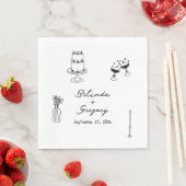 Schwarze Illustrationen mit handgezogenen Doodles- Serviette (Beispiel)