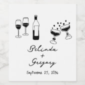 Schwarze Illustrationen mit handgezogenen Doodles- Weinetikett (Einzelnes Label)