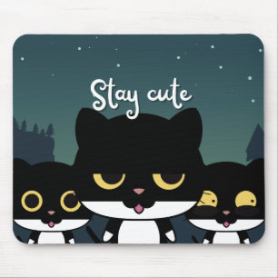 Schwarze Illustrationskatze Mousepad