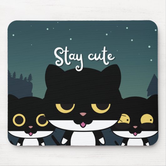 Schwarze Illustrationskatze Mousepad (Vorne)
