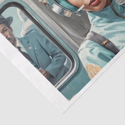 Schwarze im Retro-Futurismus-Comic-Stil Seidenpapier (Ausschnitt)