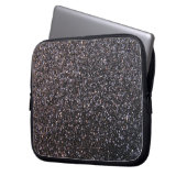 Schwarze Imitat-Glittergraphik Laptopschutzhülle (Vorderseite Links)