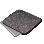 Schwarze Imitat-Glittergraphik Laptopschutzhülle (Vorne Knopf)