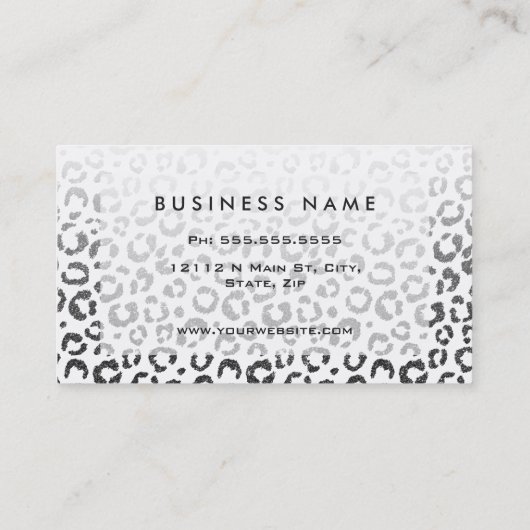 Schwarze Imitat-Glitzer-Leopard-Druck-Steigung Visitenkarte (Rückseite)
