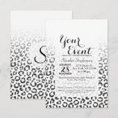 Schwarze Imitat Glitzer Leopard Druckfarbe Einladung (Vorne/Hinten)