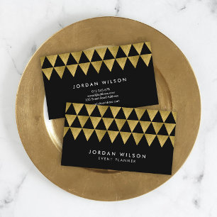 Schwarze Imitat Gold Dreieck Muster Moderne Geomet Visitenkarte