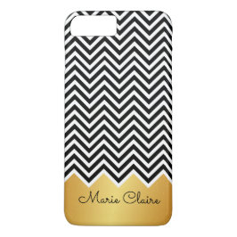 Schwarze IMITAT GOLD Modernes Zickzack Monogramm Case-Mate iPhone Hülle