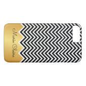Schwarze IMITAT GOLD Modernes Zickzack Monogramm Case-Mate iPhone Hülle (Rückseite (Horizontal))