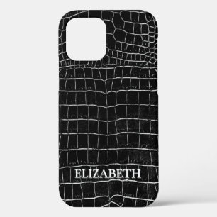 Schwarze Imitat Krokodile Leder Personalisierter N Case-Mate iPhone Hülle