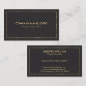 Schwarze Imitat Leder & Gold Border Visitenkarte (Vorne/Hinten)