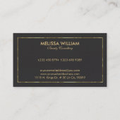 Schwarze Imitat Leder & Gold Border Visitenkarte (Rückseite)