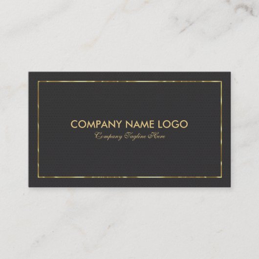 Schwarze Imitat Leder & Gold Border Visitenkarte (Vorderseite)
