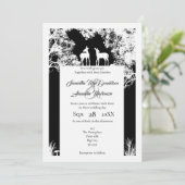 Schwarze Imitat Papier geschnitten Wald Hochzeit Einladung (Stehend Vorderseite)