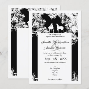 Schwarze Imitat Papier geschnitten Wald Hochzeit Einladung
