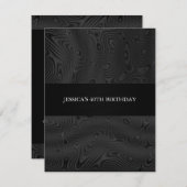 Schwarze Imitat Seidenfabrik Abstrakt Geburtstagsp Einladung (Vorne/Hinten)