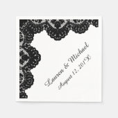 Schwarze Imitate auf weißer Hochzeit Serviette (Vorderseite)