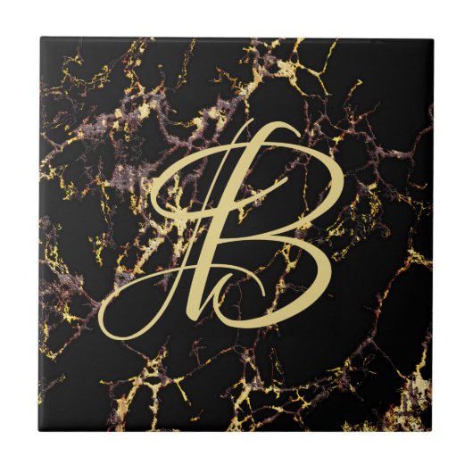 Schwarze Imitate Gewebte Gold Muster Keramik Tile Fliese (Vorderseite)