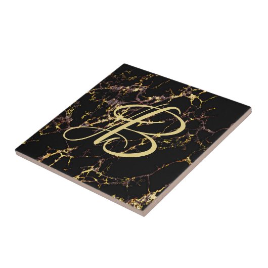 Schwarze Imitate Gewebte Gold Muster Keramik Tile Fliese (Seite)