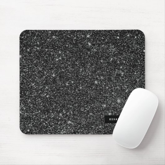 Schwarze Imitate Glitzer & Weiße Glitzern Hintergr Mousepad (Mit Mouse)