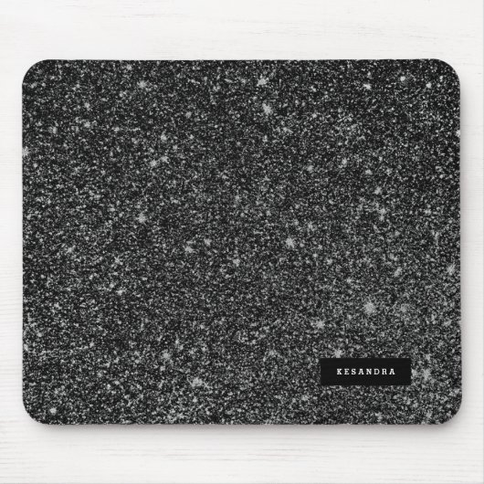 Schwarze Imitate Glitzer & Weiße Glitzern Hintergr Mousepad (Vorne)