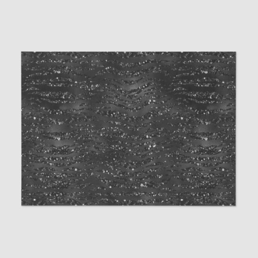 Schwarze Imitate Glitzer Zebra Streifen Seidenpapier (Vorderseite)