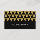 Schwarze Imitate Gold Dreieck Muster Moderne Geome Visitenkarte (Vorderseite)