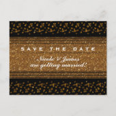 Schwarze Imitate Gold Save the Date Postkarte (Vorderseite)