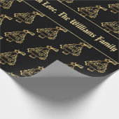 Schwarze Imitate Gold Weihnachtsbaum Muster Hinzuf Geschenkpapier (Ecke)
