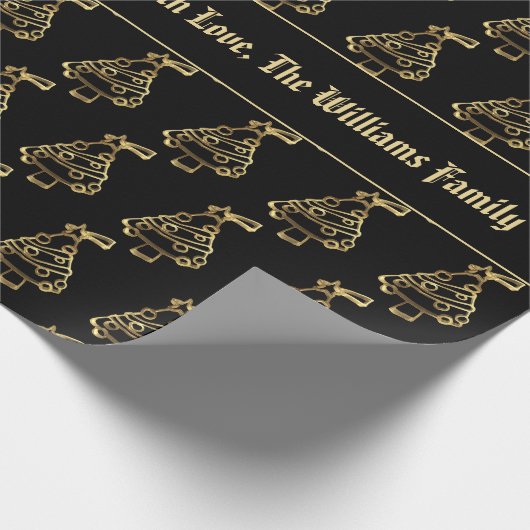 Schwarze Imitate Gold Weihnachtsbaum Muster Hinzuf Geschenkpapier (Ecke)
