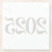 Schwarze Imitate Goldfolie 2025 Jahr Glas Unterset Glasuntersetzer (Rückseite)