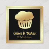 Schwarze Imitate Goldfussball hausgemachte Cupcake Quadratische Visitenkarte (Vorderseite)