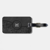 Schwarze Imitate Leder Alligator Skin Luxus Monogr Gepäckanhänger (Rückseite horizontal)