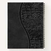 Schwarze Imitate Leder Alligator Skin Luxus Monogr Notizblock (Rückseite)