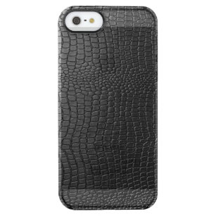 Schwarze Imitate Leder Schlange Haut Aussehen Must Durchsichtige iPhone SE/5/5s Hülle