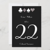 Schwarze Imitate Silver Glitzer Las Vegas Tischnum Einladung (Rückseite)