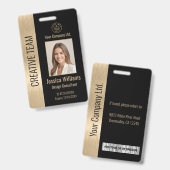 Schwarze Imitats für Firmenmitarbeiter - Gold-ID Ausweis (Front & Back)
