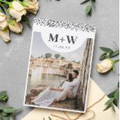Schwarze Initialen und Blume Modernes Foto doppels Save The Date